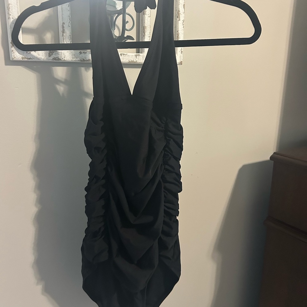 J Crew Black Ruched Swimsuit